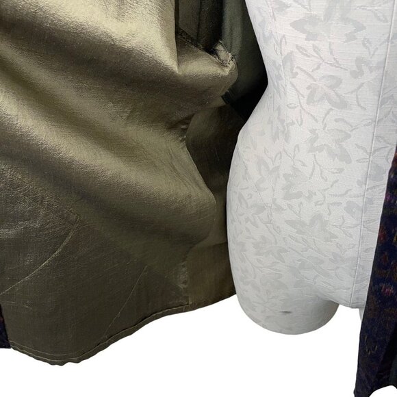 Mekong River Textiles Womens Kimono Jacket Size S Green Fair Trade Ikat Collar - Picture 8 of 9